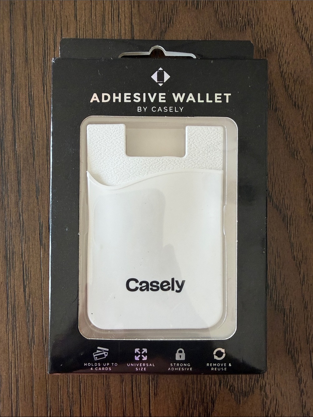 Casely White Adhesive Wallet for Cell Phones